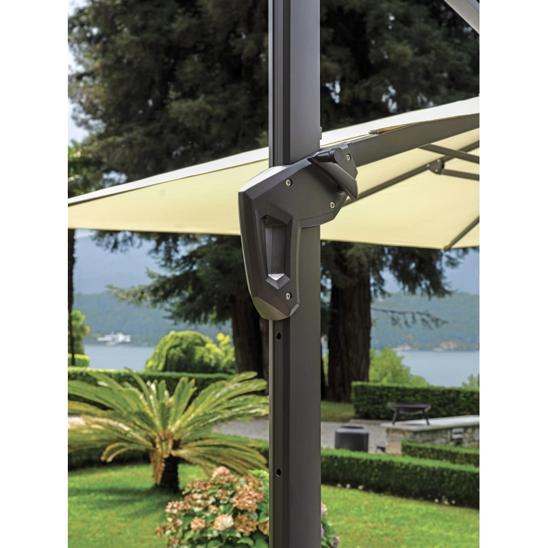 Ombrellone Tennessee Quadrato 3X3 Mezza Base - Middle Roma Antr Poliestere 300 Gr. Ecru’ Moia