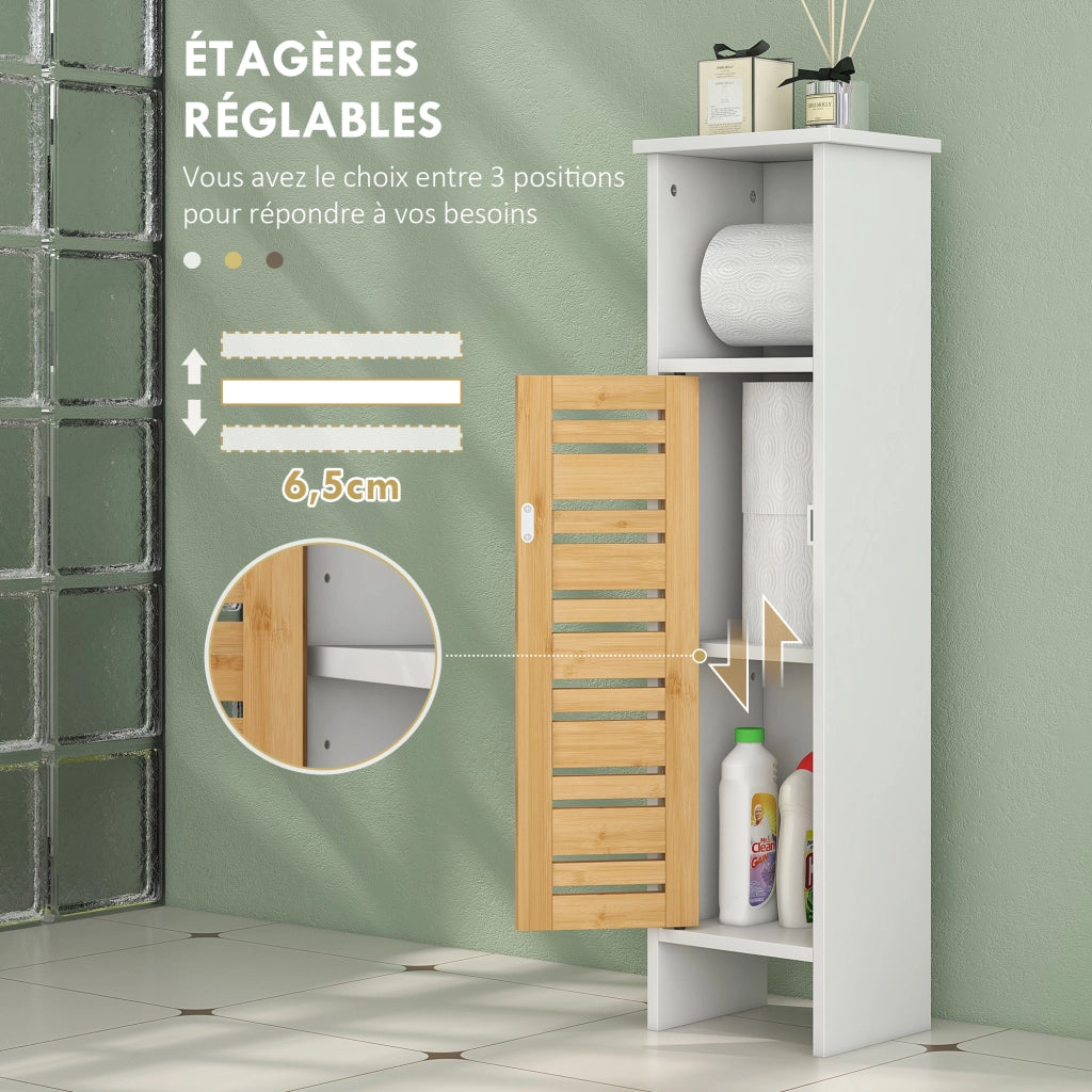 Mobile da bagno con portarotoli 3 livelli ¨C zephmum ¨C bianco bamb¨´ 78H cm