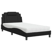 Letto singolo | Letto per adulti | Letto Viana con Materasso Nero 100x200 cm in Similpelle