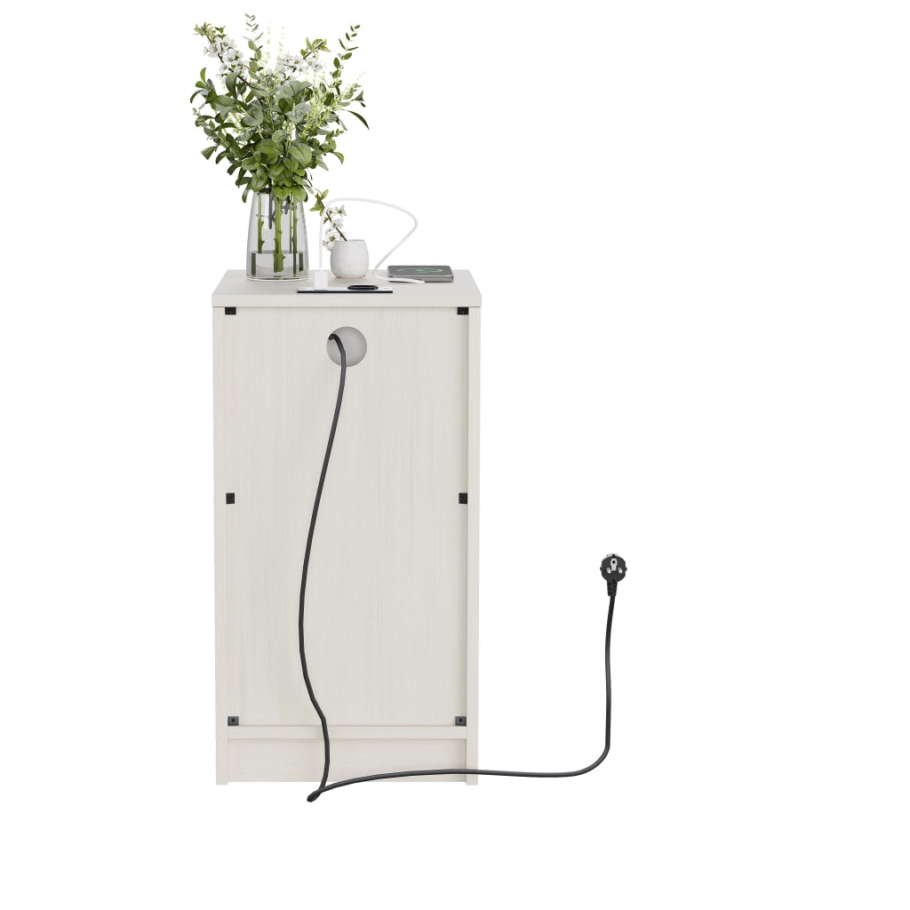 Comodino con stazione di ricarica USB-A USB-C e presa AC, 1 cassetto, per camera, 33 × 40 × 61,5 cm