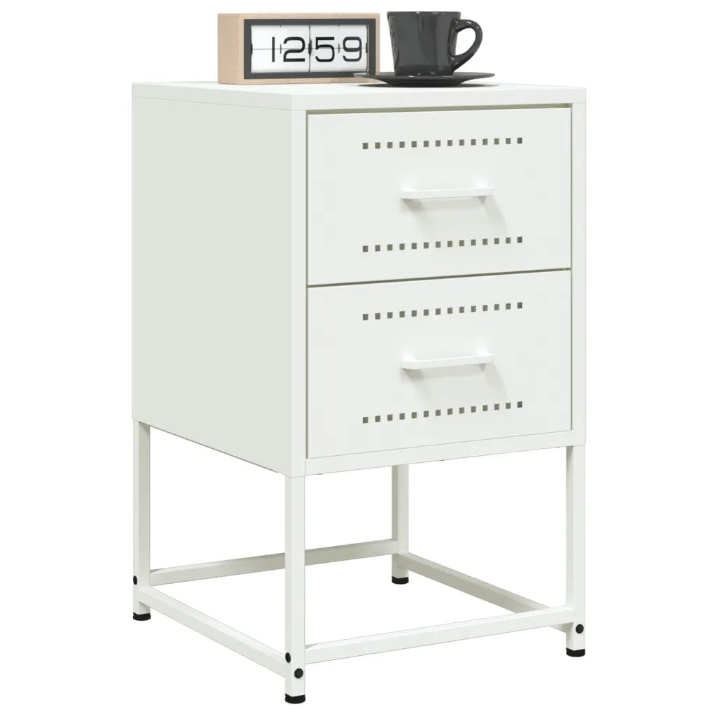Comodini 2 pz-Set di 2 Tavolino da notte Bianchi 36x39x60,5 cm in Acciaio 245189