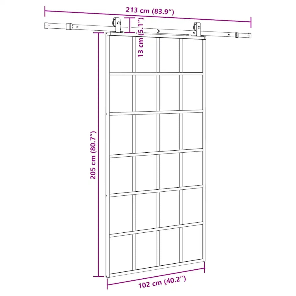Porta Scorrevole con Ferramenta Nera 102x205 cm in Vetro ESG 3375935