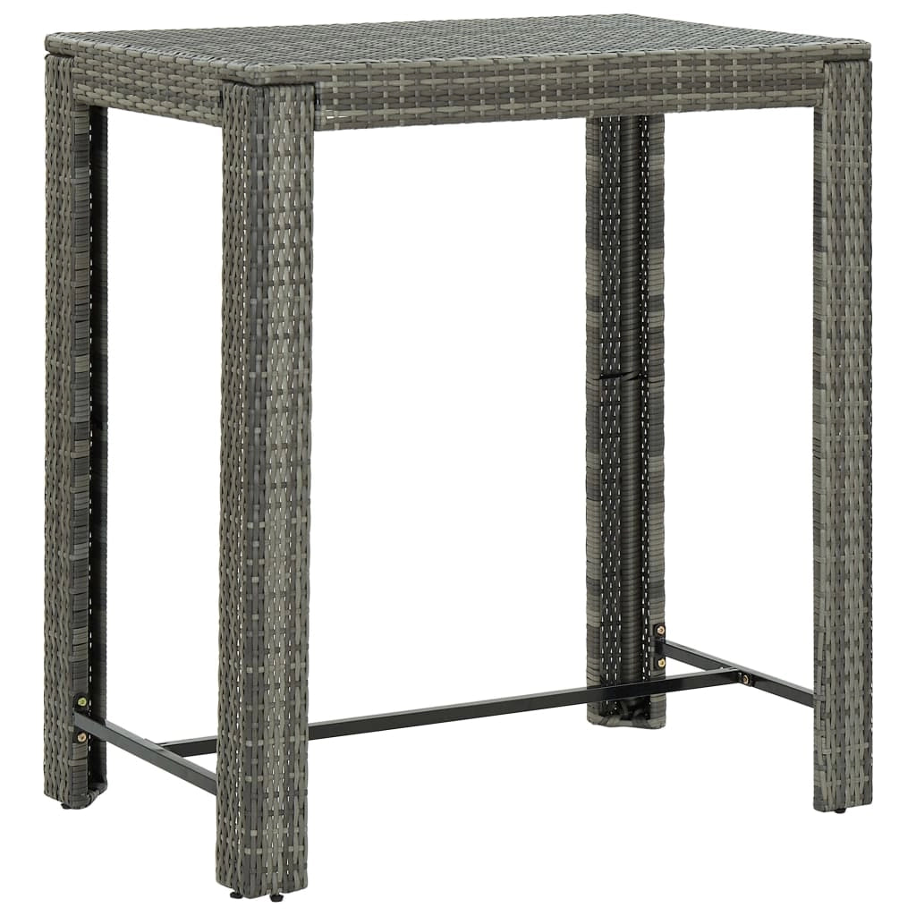 Set da bar da giardino composto da 5 pezzi con braccioli in resina intrecciata grigia 02_0014484