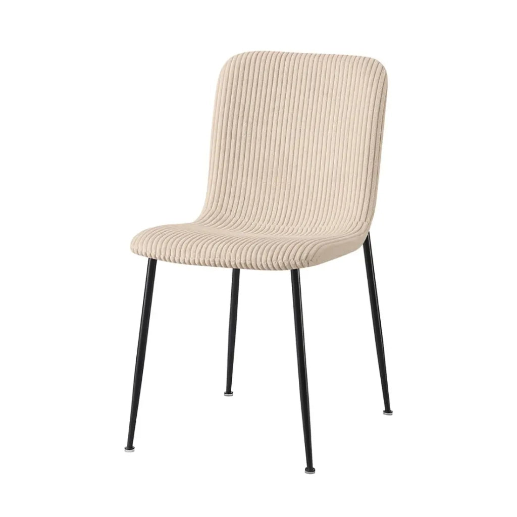 Sedia da sala da pranzo CORDUROY – Velluto a coste beige – Gambe in metallo nero – Stile design