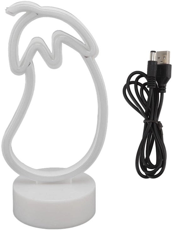 Lampada Neon Decorativa Aubergina - Lampada Neon a LED - Decorazione da Parete - Illuminazione Decorativa - Alimentazione USB - Base Solida - Lampada Neon
