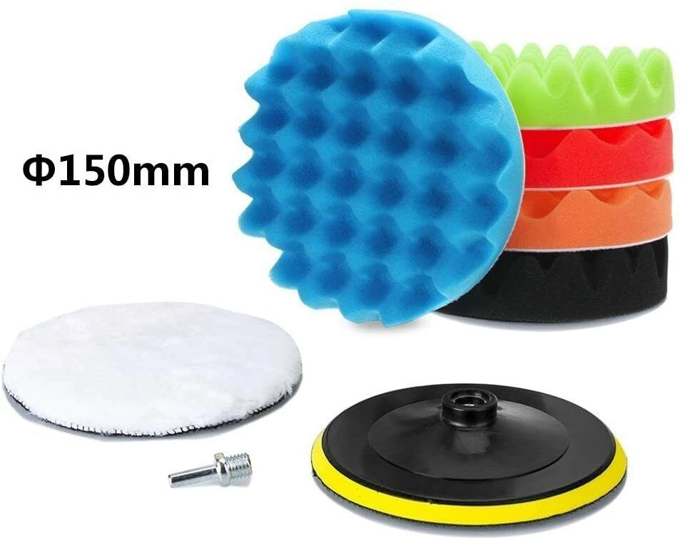 Kit 10 pz Spugna Lucidante Ceratura + adattatore per trapano lucidatrice 150mm