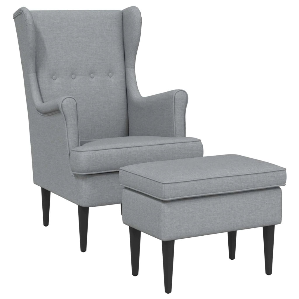Poltrona con Ottomano 2 pz Grigio Chiaro Tessuto 3418831