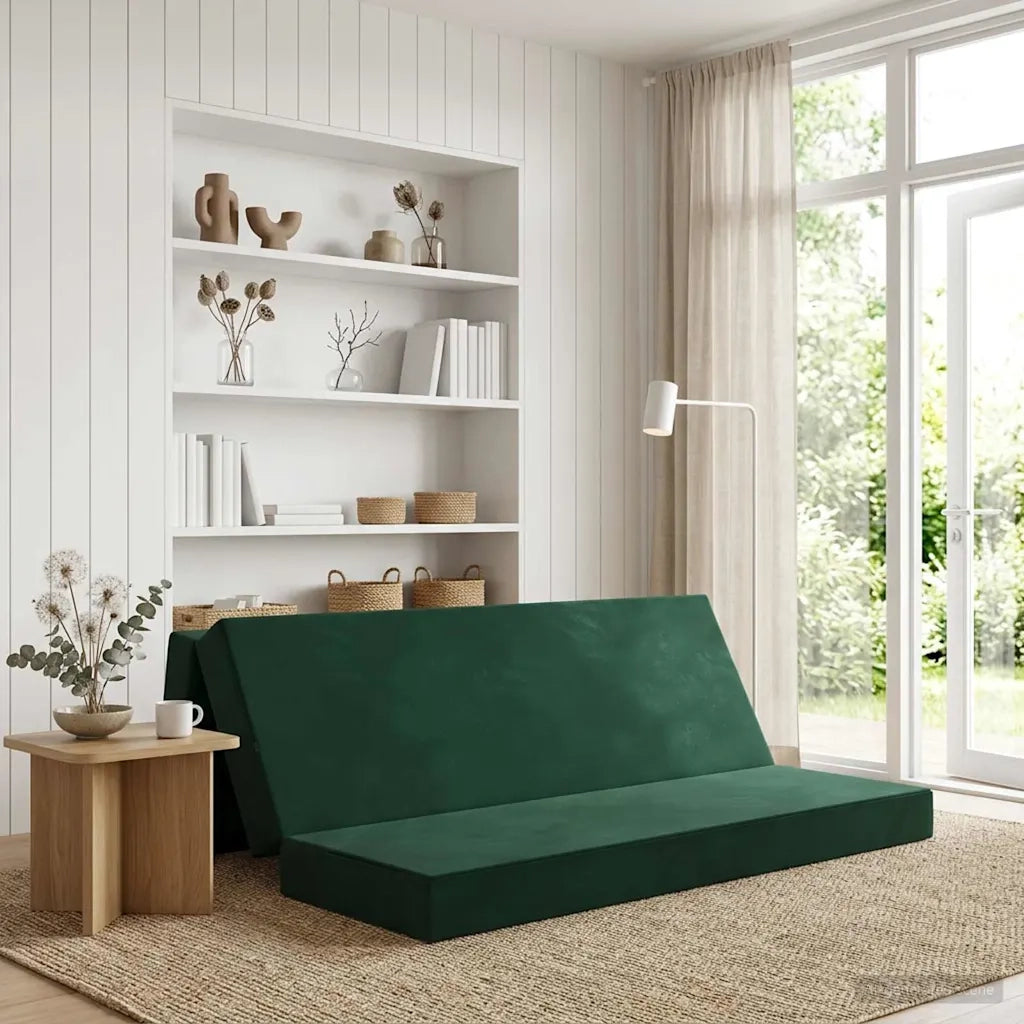 Divano Letto Pieghevole 200 x 67 x 45 cm Verde Scuro 900265