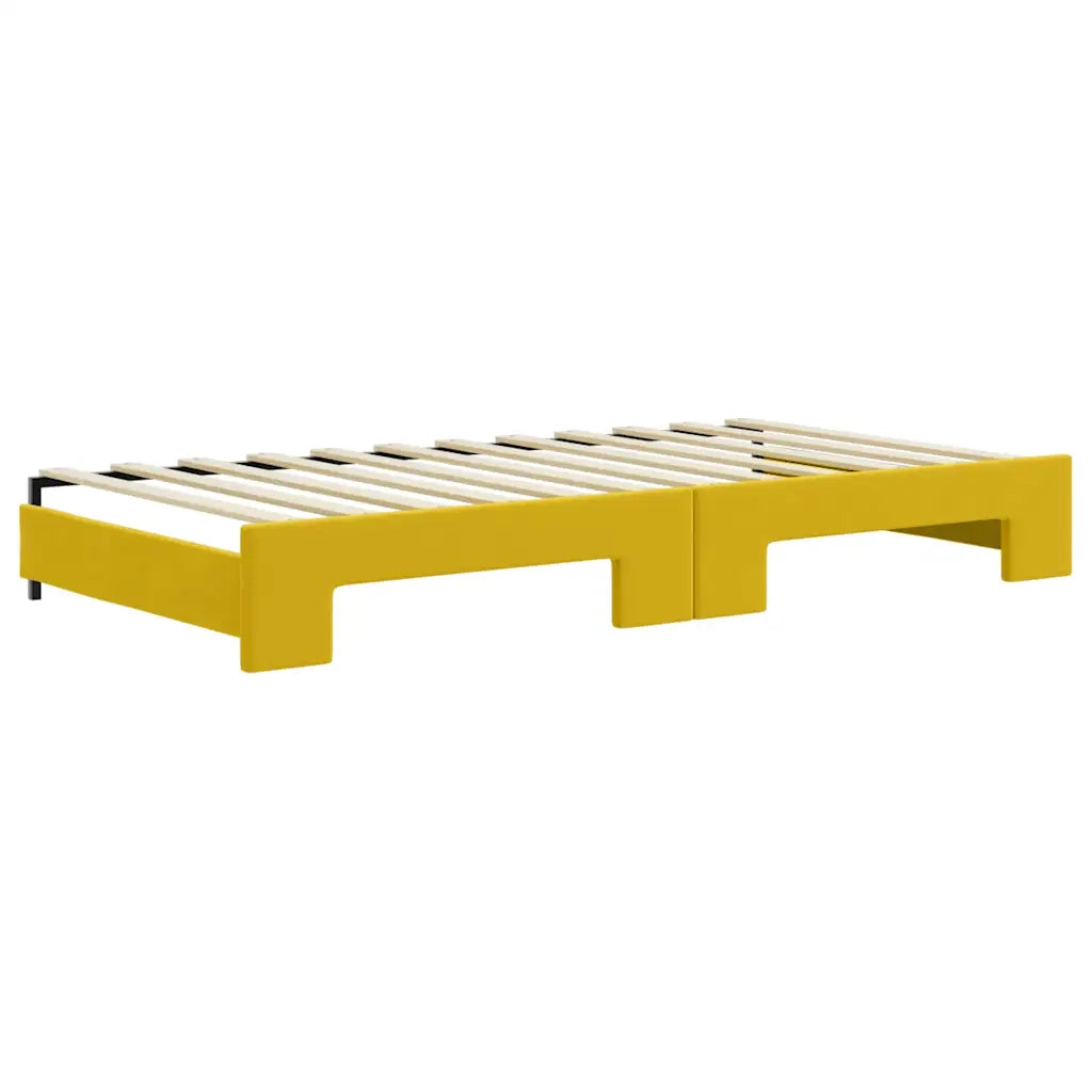 Divano Letto Estraibile con Cassetti Giallo 100x200cm Velluto 3196751