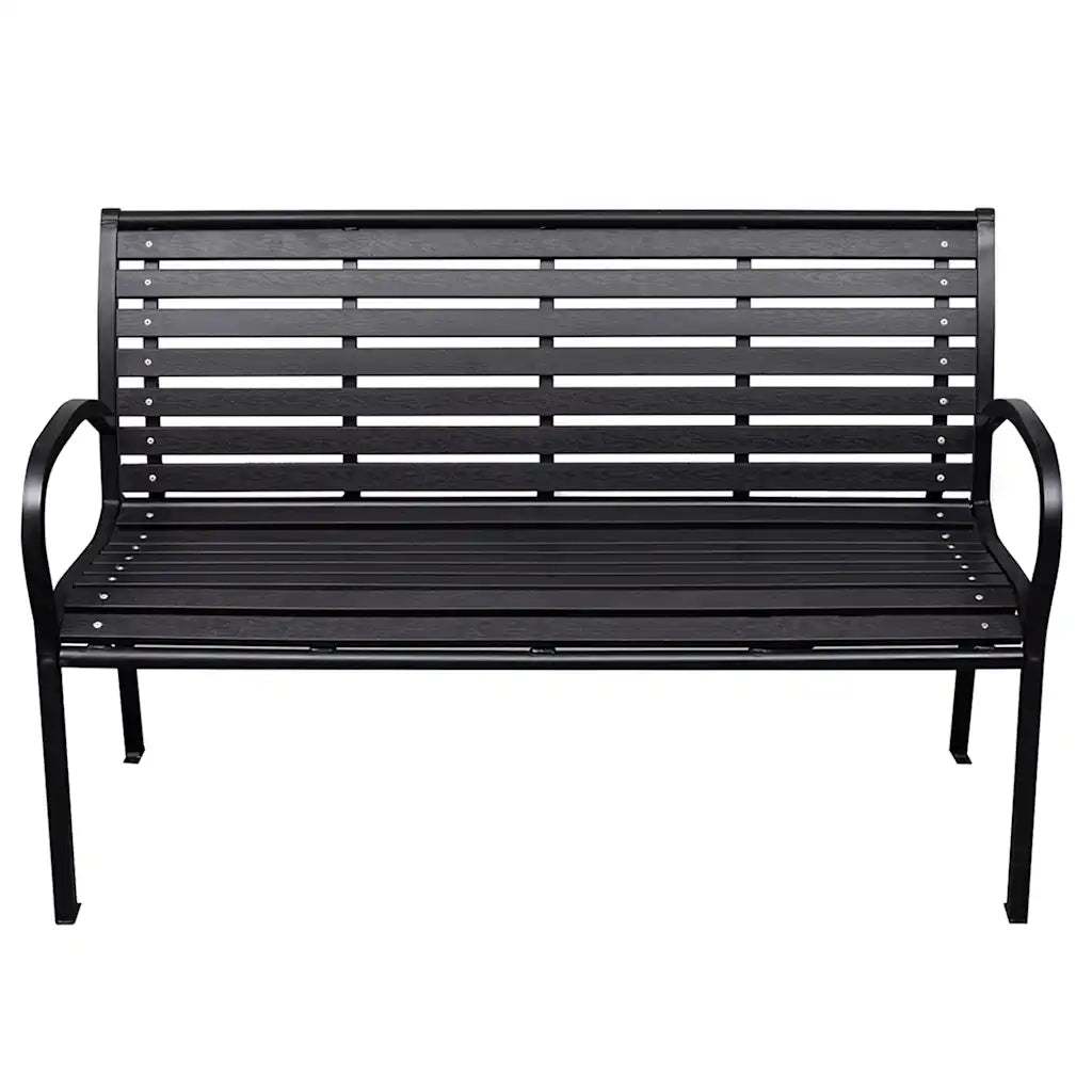 Panchina da Giardino | Panca da Giardino Nera 116 cm Acciaio e WPC