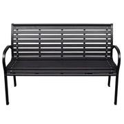 Panchina da Giardino | Panca da Giardino Nera 116 cm Acciaio e WPC