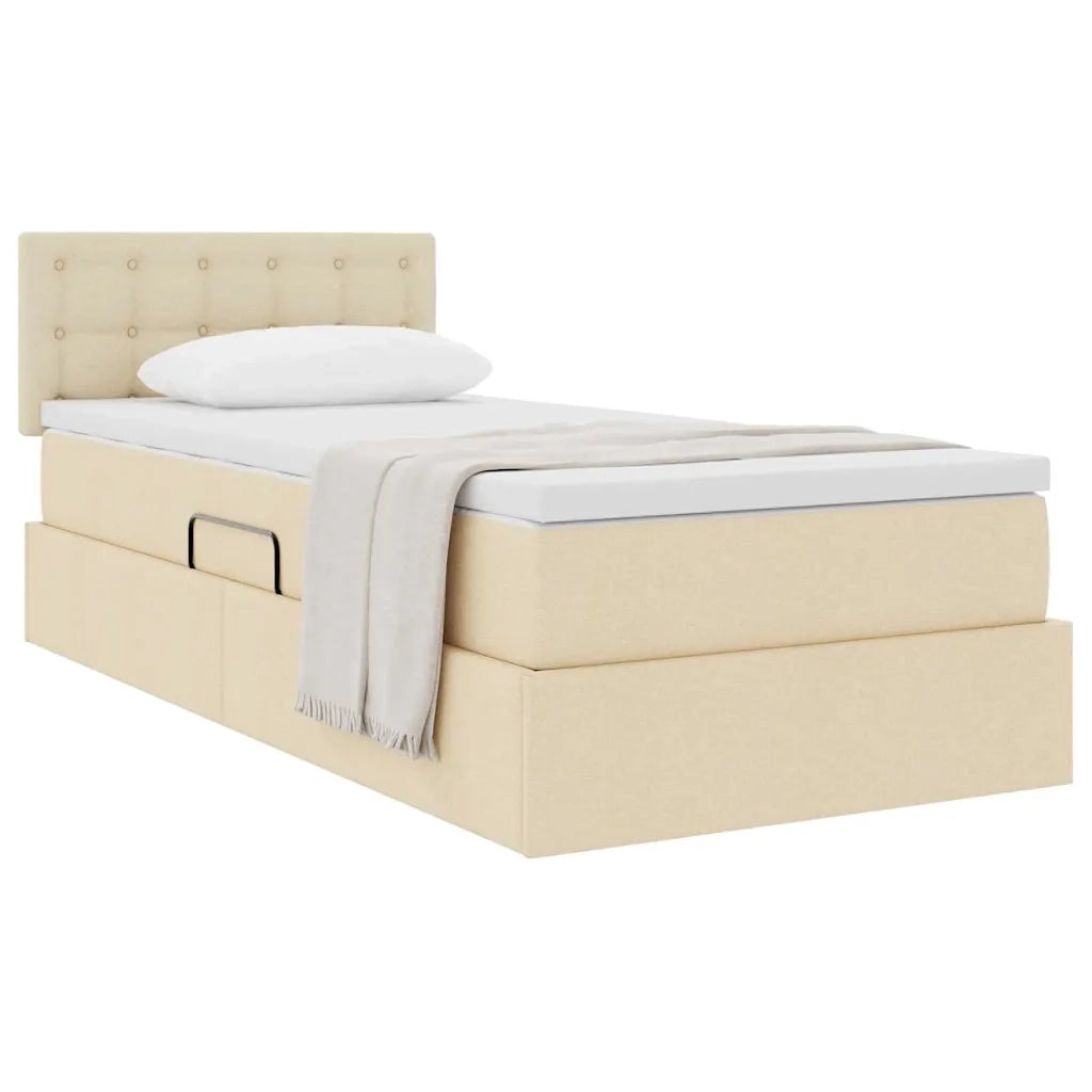 Letto con contenitore e materasso Crema 100 x 200 cm 3370618