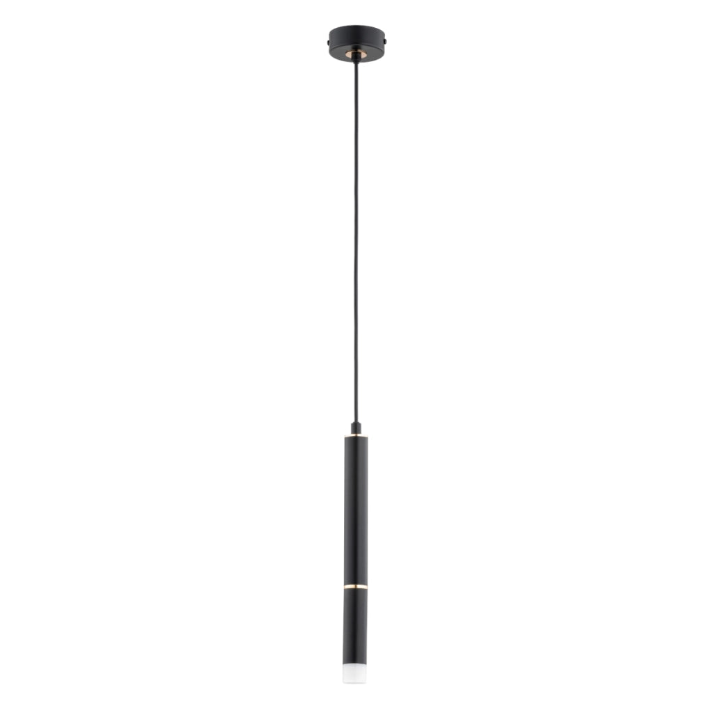 Lampada a sospensione tubo Derso nera oro G9 10W Alfa