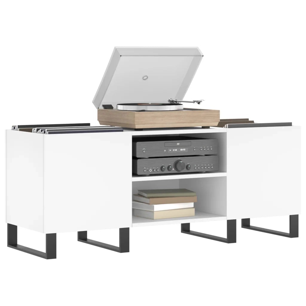 Mobile Porta Dischi Bianco 121x38x48 cm in Legno Multistrato 831684