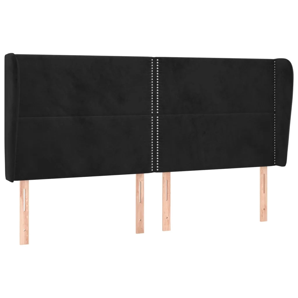 Testiera | Testata ad Orecchio Nera 203x23x118/128 cm in Velluto