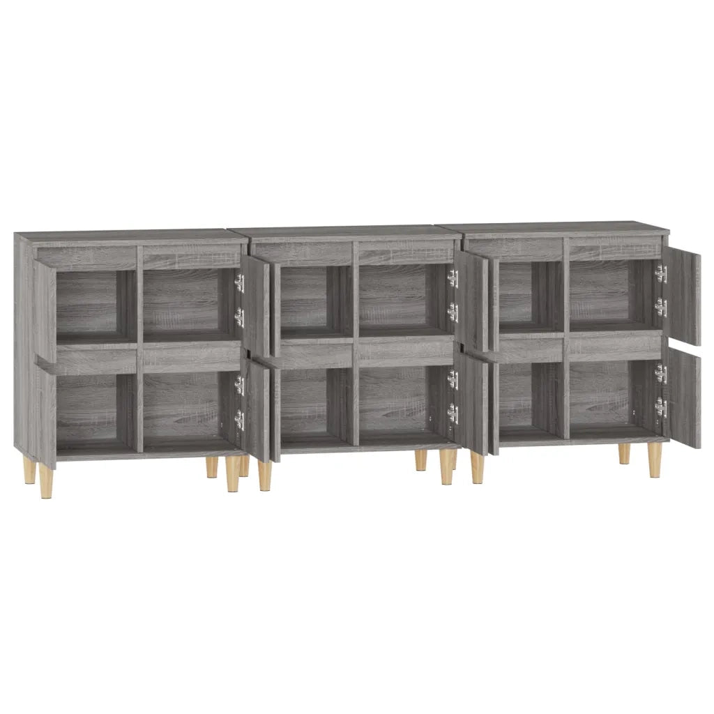 Credenze 3pz | Madia | Buffet da pranzo | Armadio da pranzo Grigio Sonoma 60x35x70 cm in Legno Multistrato