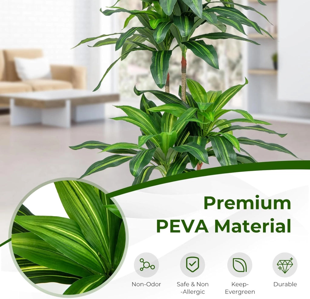 Pianta artificiale in vaso 140 cm di altezza, pianta finta decorativa in 92 foglie con vaso riempito di cemento, albero artificiale in aspetto realistico con 4 rami, per soggiorno, ufficio