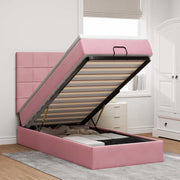 Struttura Letto Pouf con Materassi Rosa 80x200 cm Velluto