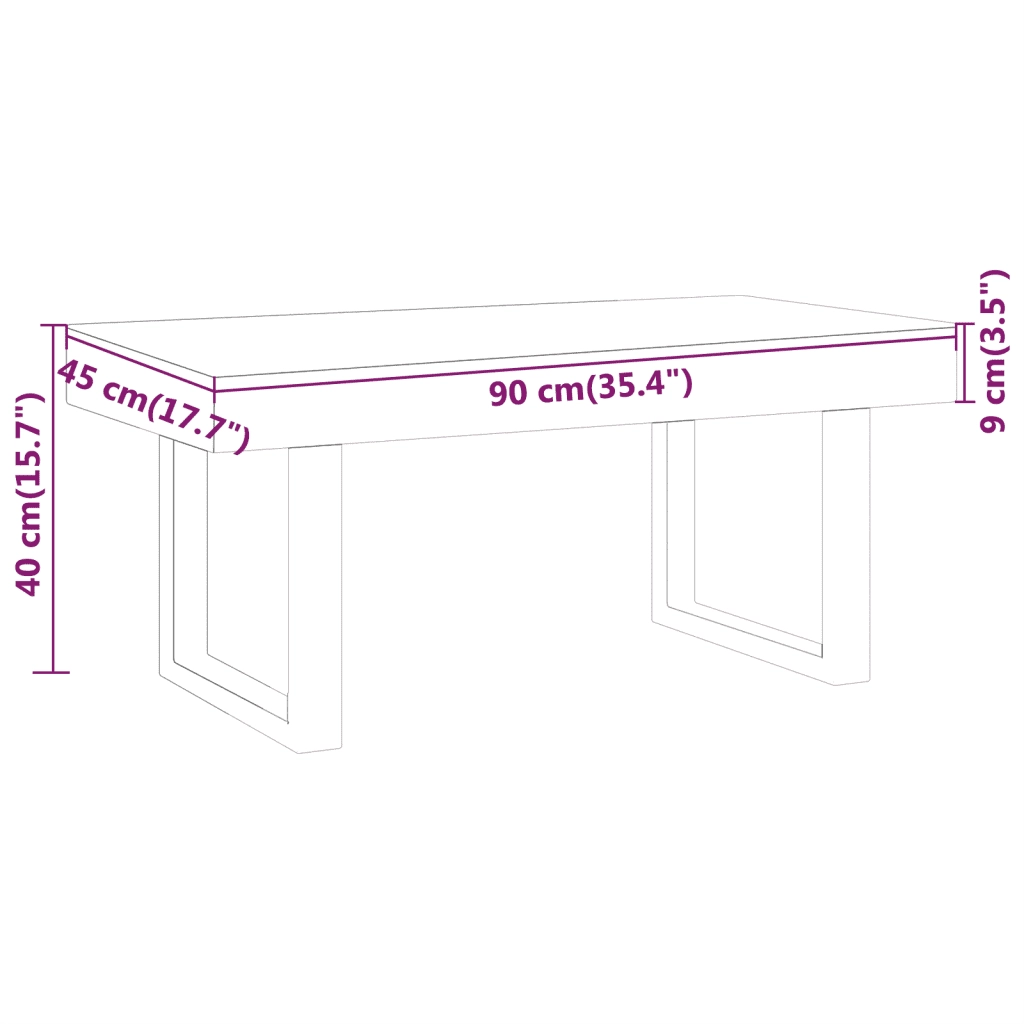 Tavolino Salotto Marrone Chiaro e Nero 90x45x40 cm MDF e Ferro cod mxl 13036