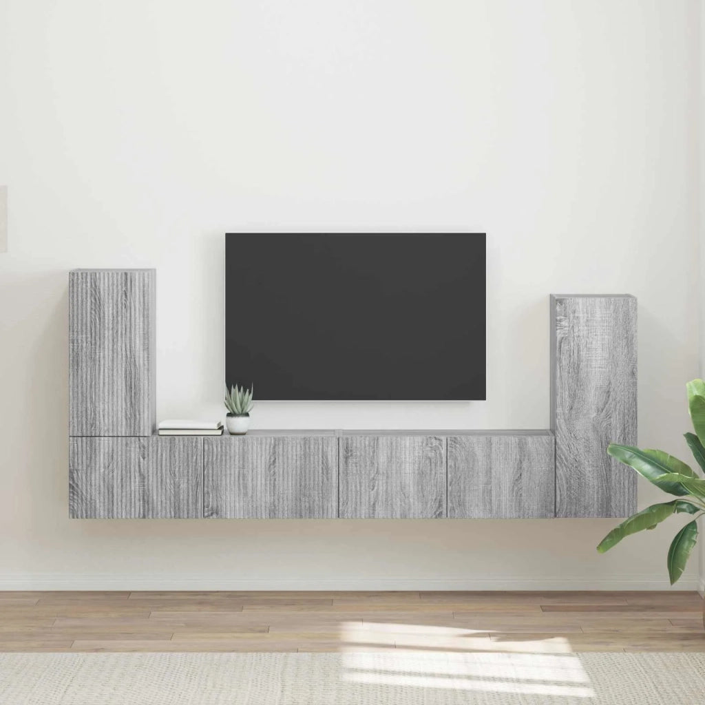Set mobile TV 4 pcs Grigio Sonoma Legno multistrato