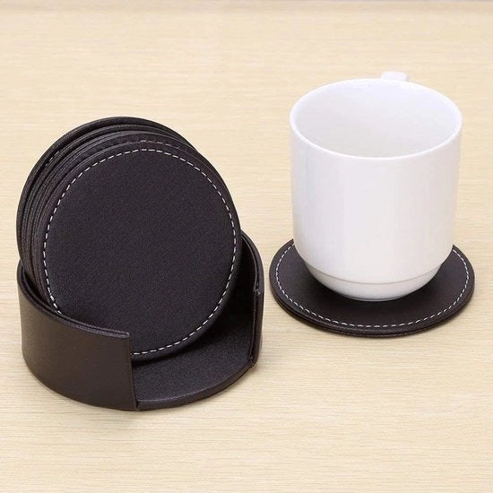 Sostegni in Pelle per Vetro 6 Pezzi in Marrone - Accessori Caffetteria con Supporto per Sostegni