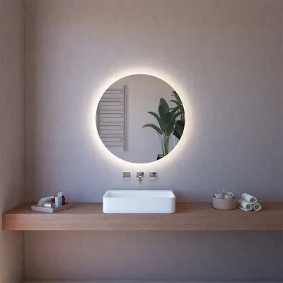 Specchio tondo 90 cm a filo lucido con illuminazione perimetrale a LED