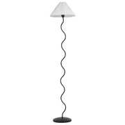 Lampada da terra Base metallica bianca e nera Paralume plissettato in plastica Stile retrò vintage