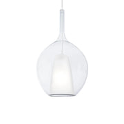 Sospensione Contemporanea Kalique Vetro Trasparente Bianco E Cromo E27 H53Cm