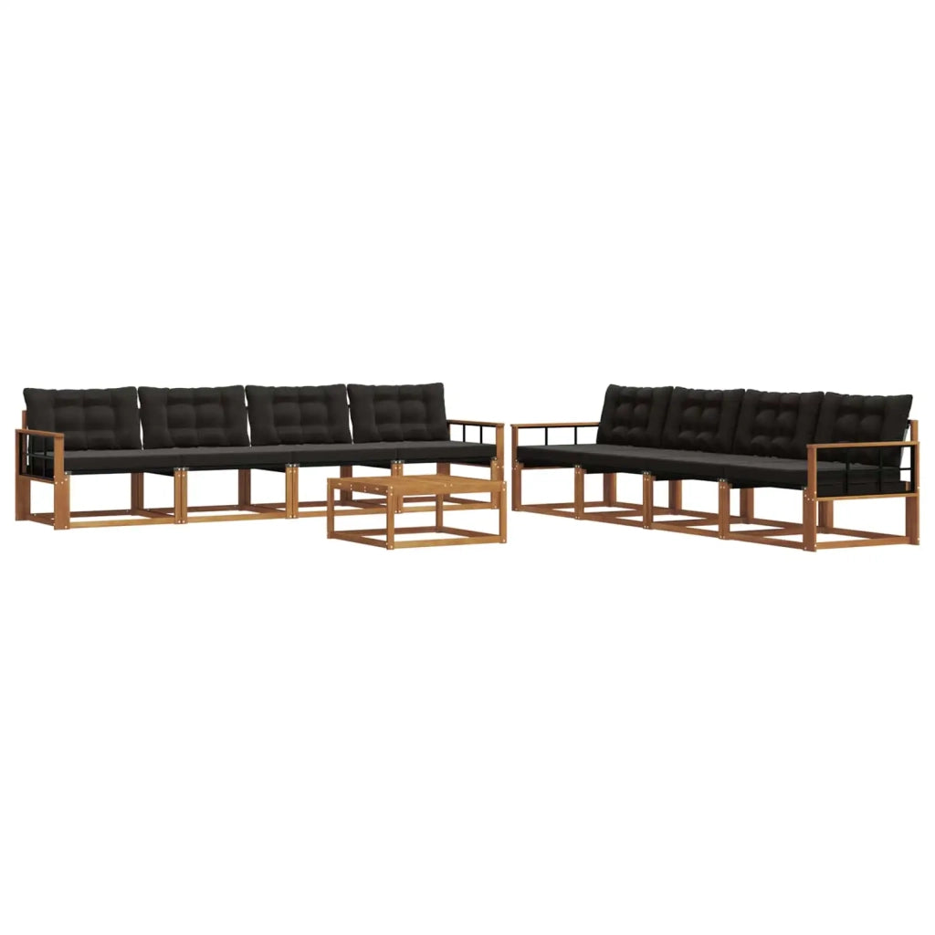 Set di divani da esterno con cuscino 9 pcs Naturale e Nero 3369319