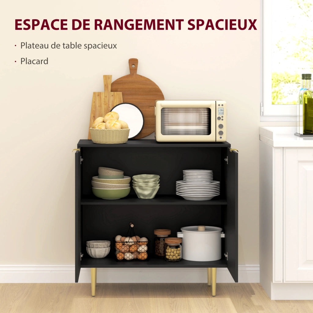 Credenza da cucina con 2 ante e scaffale regolabile ¨C Minimal ¨C nero 80x40x80 cm
