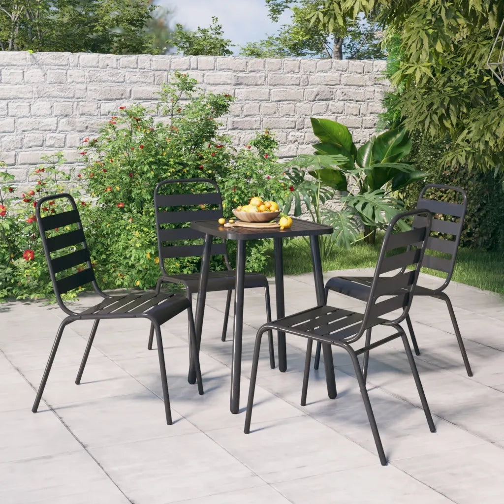 Set da Pranzo da Giardino 5 pz | Set Salotto da Giardino in Acciaio Antracite