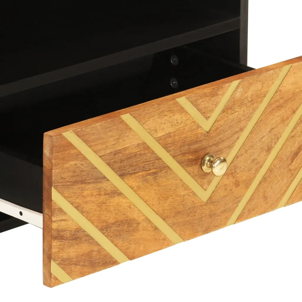 Mobile Porta TV Marrone e Nero 80x33,5x46 cm in Legno di Mango 356800