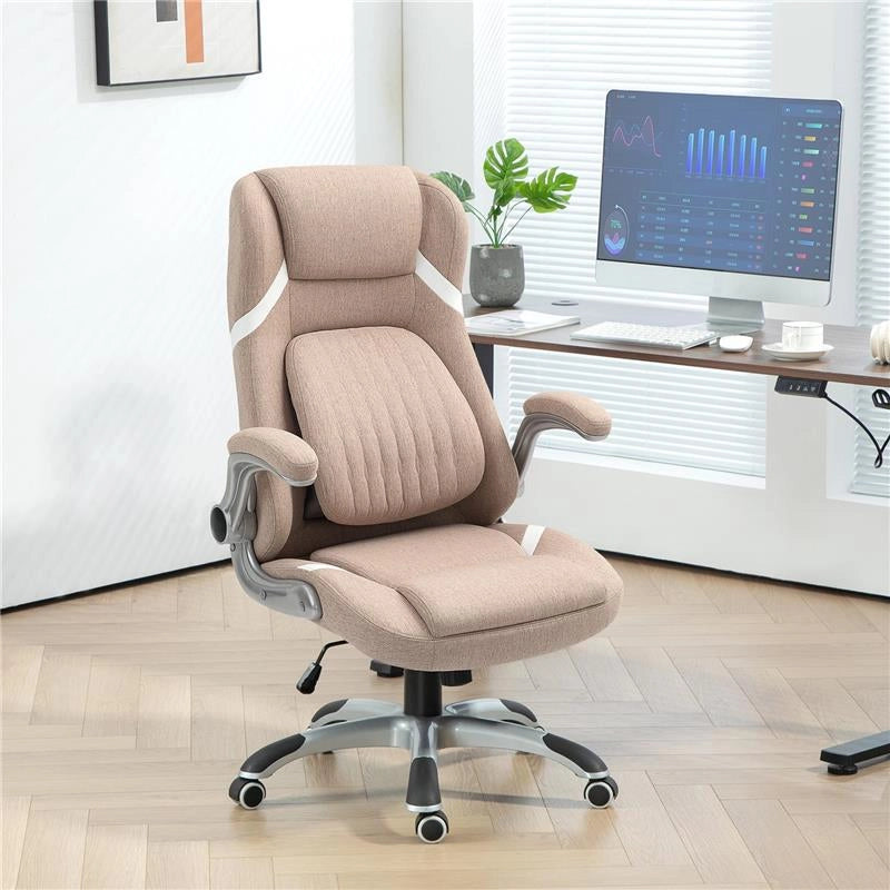 SEDIA DA UFFICIO RECLINABILE CON ALTEZZA REGOLABILE IN TESSUTO 68X76X109-117 CM MARRONE CHIARO