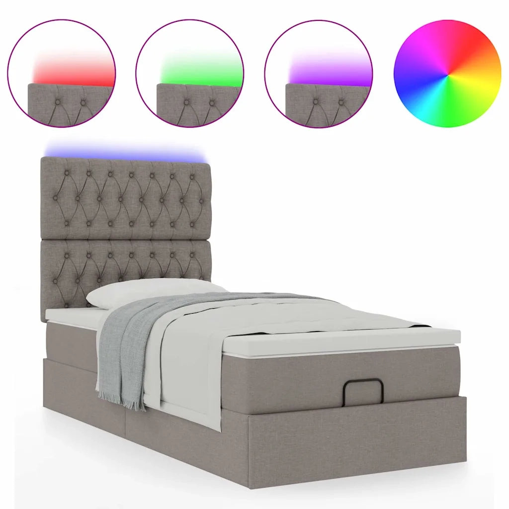 Struttura Letto Pouf con Materasso Tortora 100x200cm in Tessuto
