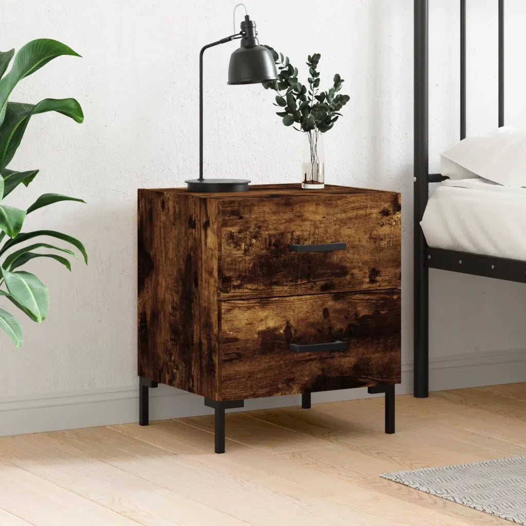 Comodino-Tavolino da notte Rovere Fumo 40x35x47,5 cm in Legno Multistrato 551423