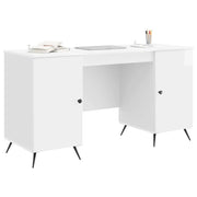Scrivania | Tavolo da Ufficio Bianco Lucido 142,5 x 50 x 75 cm Legno ingegnerizzato