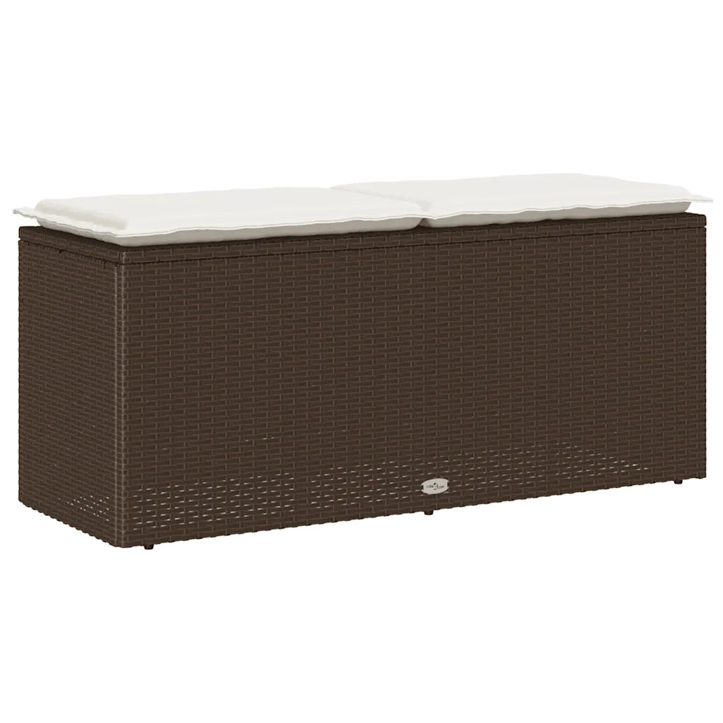 Panchina da Giardino | Panca da Giardino con Cuscino Marrone 110x40x44cm in Polyrattan
