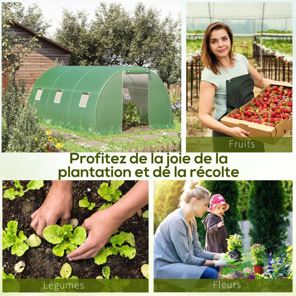Serra da giardino tunnel ¨C zephmum ¨C verde 4.5x3x2m acciaio galvanizzato