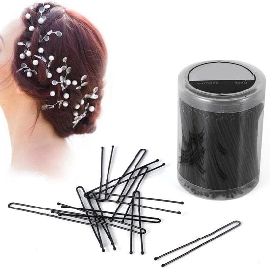 300 pezzi di accessori per capelli a forma ondulata e a forma U - 6 tipi (L-nero) - 300 pezzi