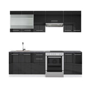 Cucina componibile Fame-Line Antracite lucido/Bianco 240 cm, PL Antracite Vicco
