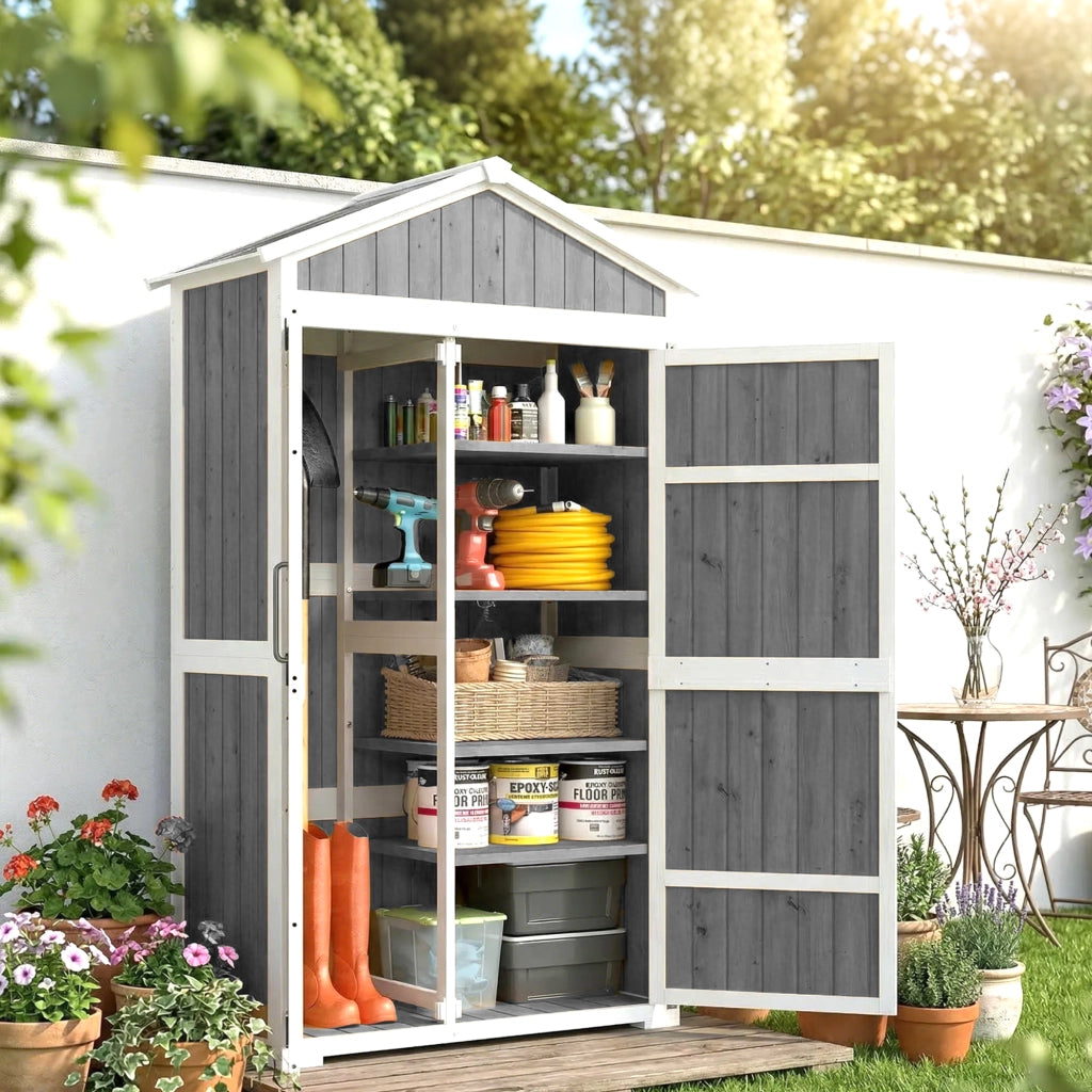 Armadio da Giardino ¨C Zephmum ¨C Grigio 105x55x179 cm