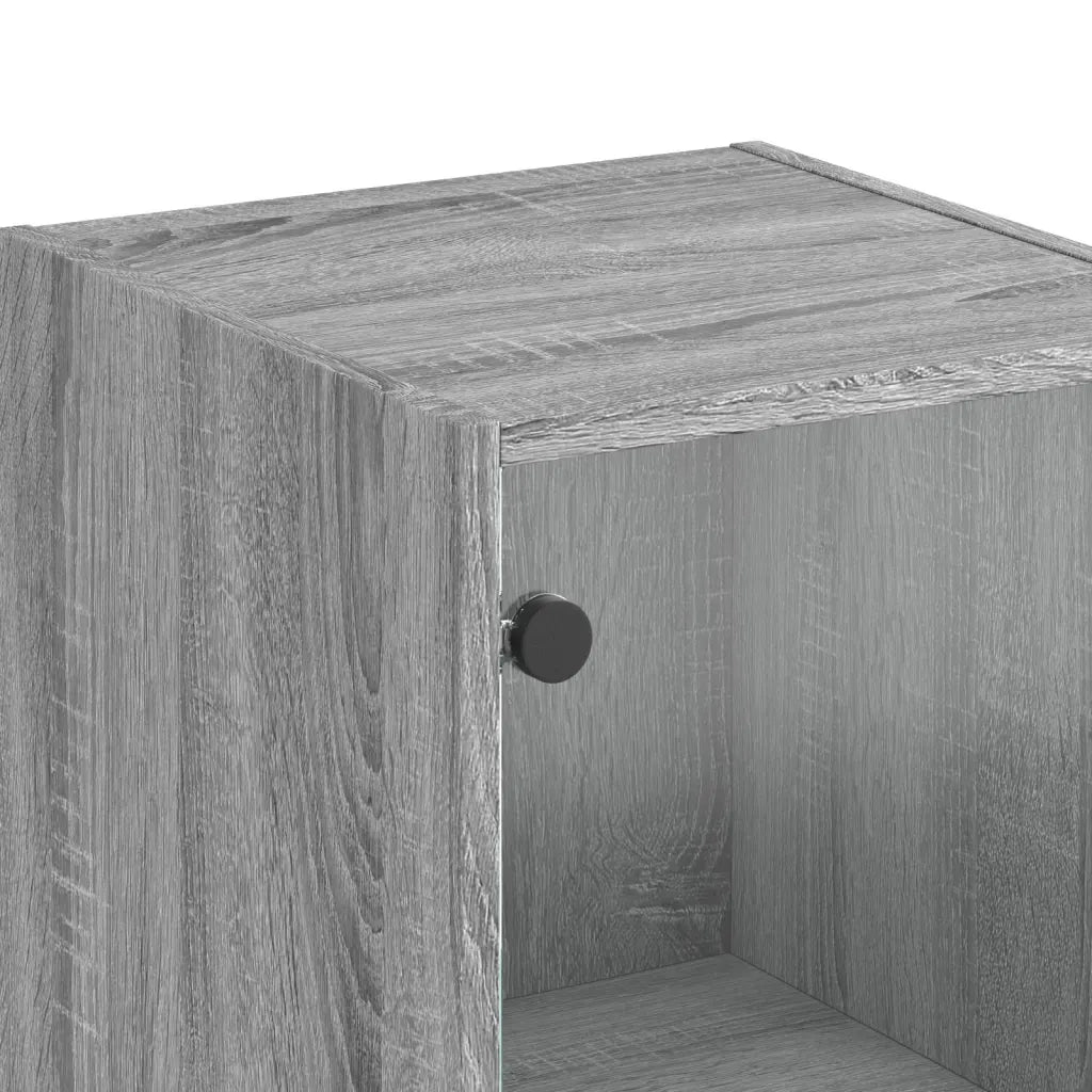 Credenza con Anta in Vetro Grigio Sonoma 35x37x142 cm 836446