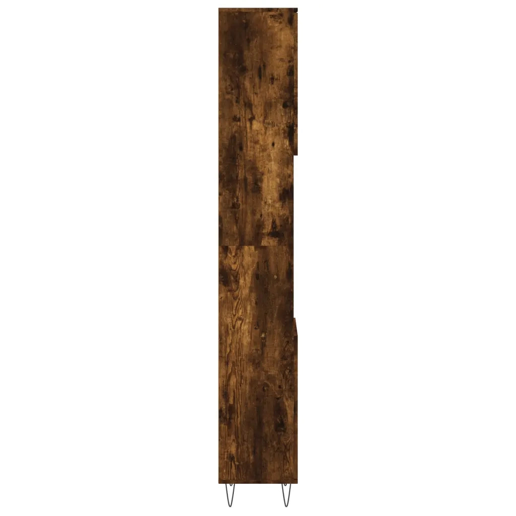 Armadietto Bagno Rovere Fumo 30x30x190 cm in Legno Multistrato 831537