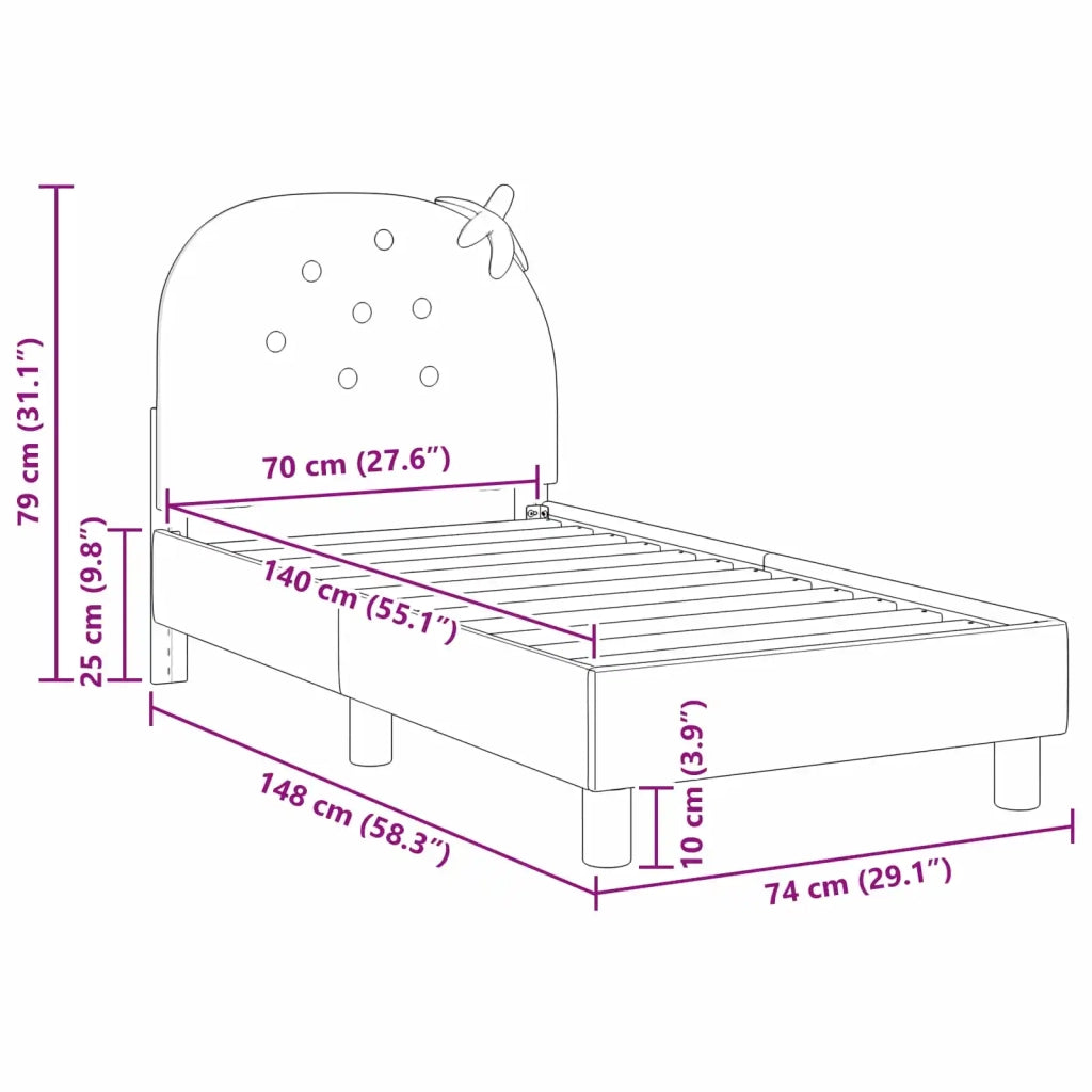 Struttura letto per bambini con testata Rosa 70 x 140 cm