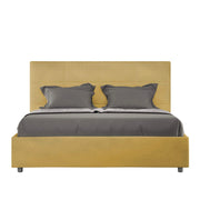 Letto una piazza e mezza con rete imbottito 130x200 microfibra ocra Mika