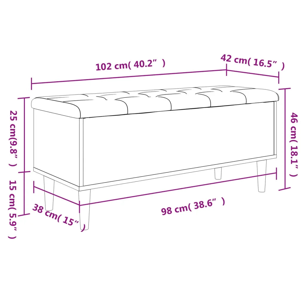 Panca Portaoggetti Rovere Sonoma 102x42x46 cm Legno Multistrato 835084