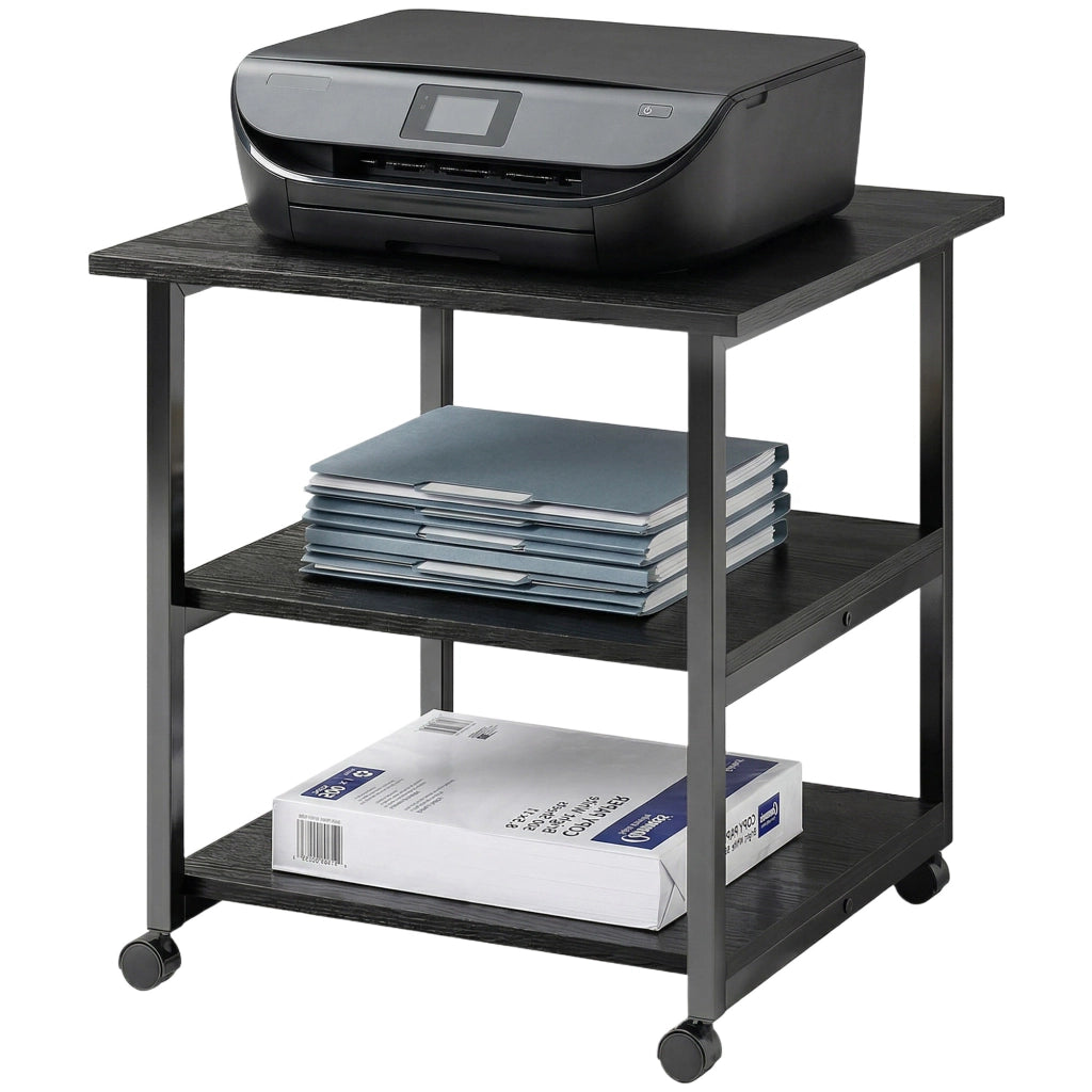 Tavolino mobile con 3 ripiani e ruote ¨C zephmum ¨C 50x50x52,5 cm