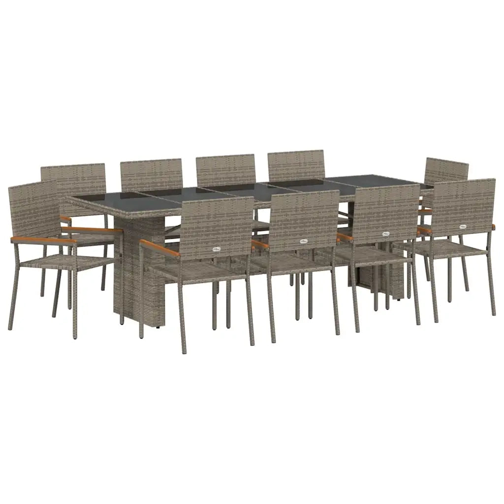 Set da Pranzo per Giardino 11 pcs Grigio polyrattan 3365418
