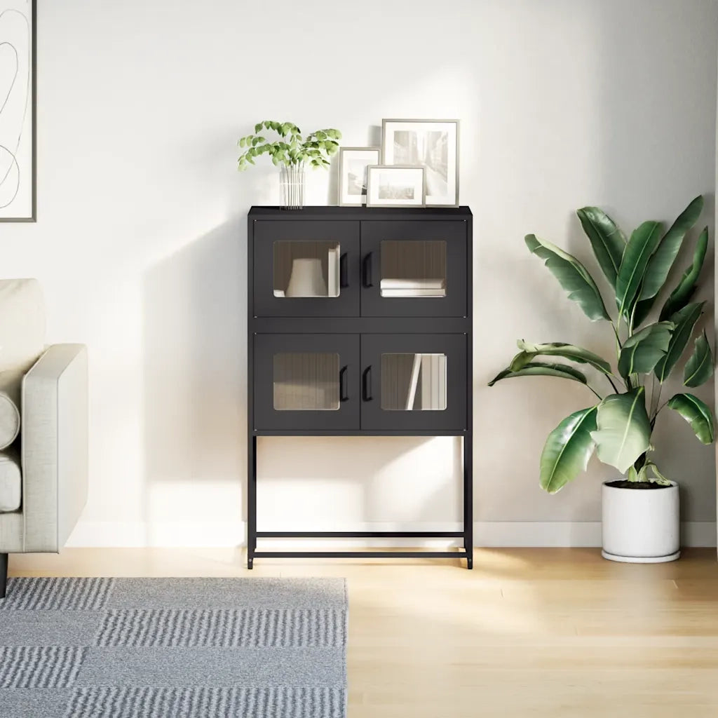 Credenza Nera 68x39x107 cm in Acciaio 853344