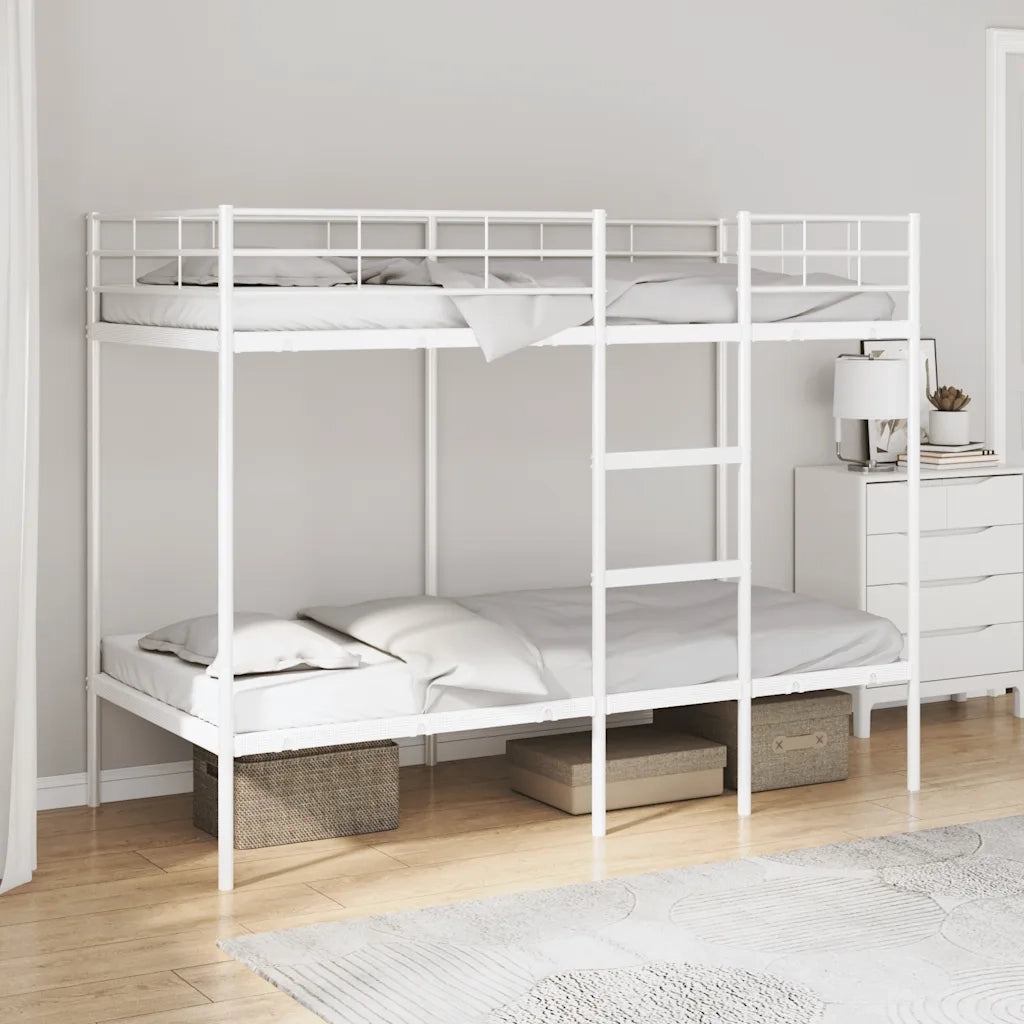 Letto a Castello senza Materasso Bianco 100x190 cm in Acciaio